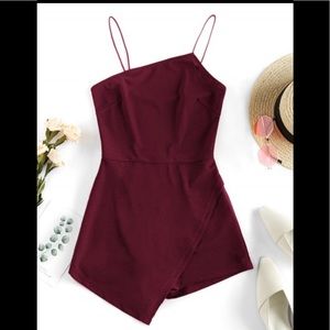 ‼️Firebrick Red ZAFUL Asymmetrical Romper‼️